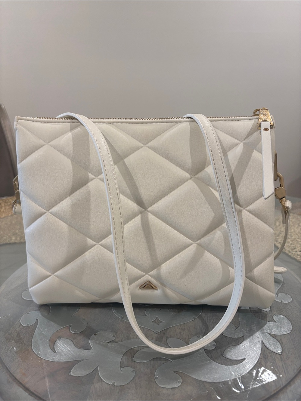 White Quilted Crossbody Shoulder Bag - brand new